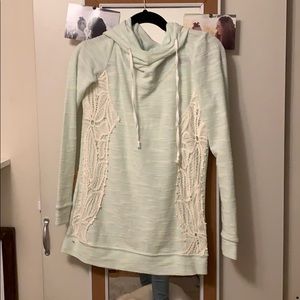 Light Aqua Blue Vanity Sweatshirt with Lace